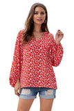 Boho Print Balloon Sleeve Blouse