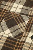 Khaki Grid Print Boyfriend Shirt Coat