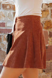Brown Button Front Corduroy Mini Skirt