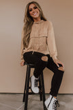 Waffle Knit Kangaroo Pocket Hooded Sweatshirt