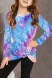 Tie Dyed Twist Knot Girl's Long Sleeve Top