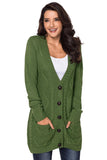 Multicolor Front Pocket and Buttons Closure Cardigan