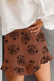 Palm Tree Leaves Print Elastic Waist Shorts with Pocket