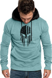 American Flag Print Color Block Men's Hoodie