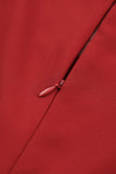 Burgundy Belted Square Neck Puff Sleeve Jumpsuit