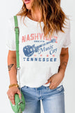 White The Old Music City Retro Graphic T Shirt