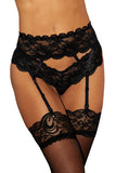 Black Vintage Lace Garter Belt with Thong