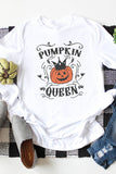 White Halloween PUMPKIN QUEEN Graphic Print Long Sleeve Top
