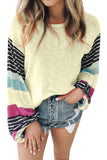 Striped Colorblock Long Sleeve Knit Top