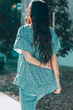 Sky Blue Floral Tiered Top with Ruffles
