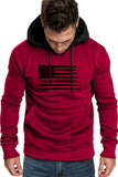 American Flag Print Color Block Men's Hoodie