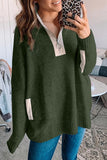 High Neck 1/4 Zip Pocketed Cozy Sweater