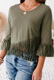 Cross-over Fringe Crop Top