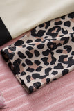 Leopard Color Block Cold Shoulder Shift Mini Dress