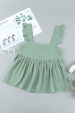 Khaki Flutter Shoulder Babydoll Top