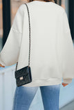Plain Drop-shoulder Pullover Sweatshirt /Black/Green