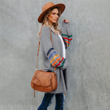 Striped Balloon Sleeve Cardigan