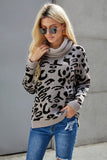 Leopard Cozy Long Sleeves Turtleneck Sweater