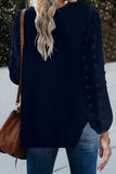 Swiss Dot V Neck Long Sleeve Blouse