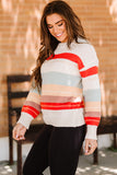 Crew Neck Drop-shoulder Striped Color Block Sweater