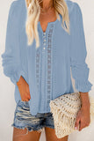 Bohemian Bubble Sleeve Eyelet Blouse