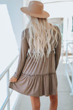 Long Sleeve Ruffled Solid Swing Mini Dress