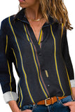 Navy Striped Modern Women Shirt