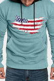 American Flag Print Color Block Men's Hoodie