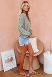 V-neck Lantern Sleeve Knit Long Sleeve Top