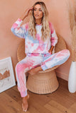 Shut-eye Pocketed Tie-dye Knit Hooded Joggers Set