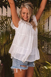 Dusty Pink Polka Dot Babydoll Style Flutter Sleeve Top
