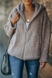 Zip Up Sherpa Hooded Coat with Pocket