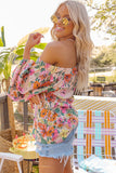 Yellow Colored Drawing Flowers Sexy Off Shoulder Top