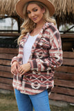 Tribal Print Pocket Buttoned Sherpa Jacket