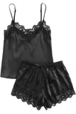 Lace Satin Sleepwear Cami Top and Shorts Pajamas Set