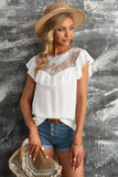 Lace Splicing Ruffled Short Sleeve T-shirt