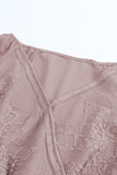 Surplice V Neck Lace Front Balloon Sleeve Blouse