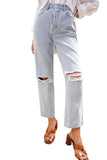 High Waist Straight Leg Distressed Jeans