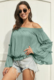 Dark Green Swiss Dot Off The Shoulder Top