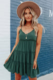 Spaghetti Straps Ruched Ruffled Mini Dress