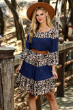 Splicing High Waist Long Sleeve Dress