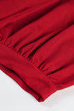 Plus Size Puff Sleeve Wrap V Neck Midi Dress