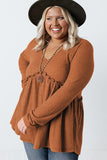 Plus Size Ruffled Waffle Knit Top