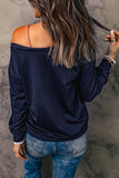 Solid Crewneck Long Sleeve Pullover Sweatshirt