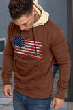 American Flag Print Color Block Men's Hoodie