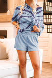 Tie-dye Print Waffle Knit Lounge Set