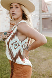 V Neck Aztec Pattern Sweater Vest