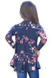 Floral Key Hole Front Girl's Long Sleeve Top