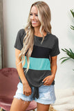 Color Block Panel Front T-shirt with Knot