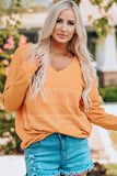 Yellow Lace Contrast Ribbed V Neck Top